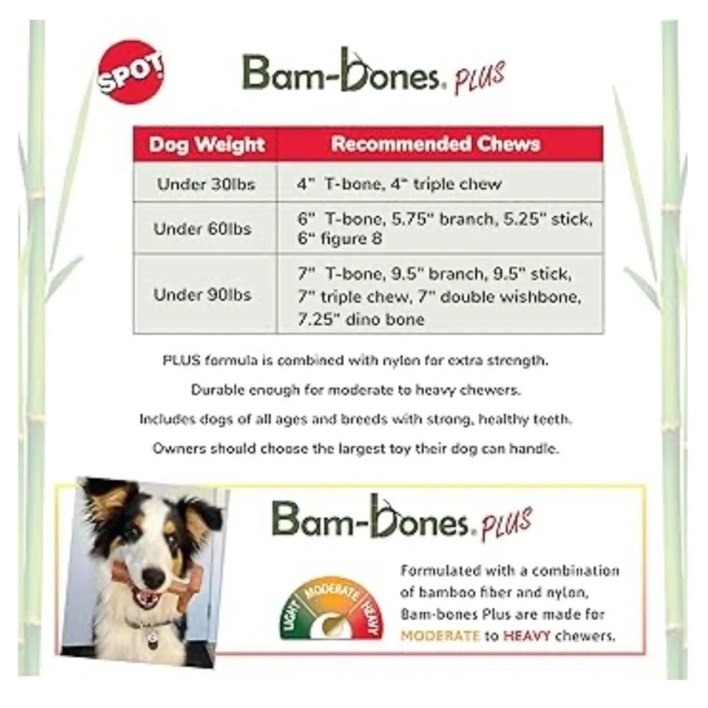 SPOT Bam-Bones PLUS Dog Chew Toy - 6-Inch Y-Shaped, Chicken Flavor- NWT